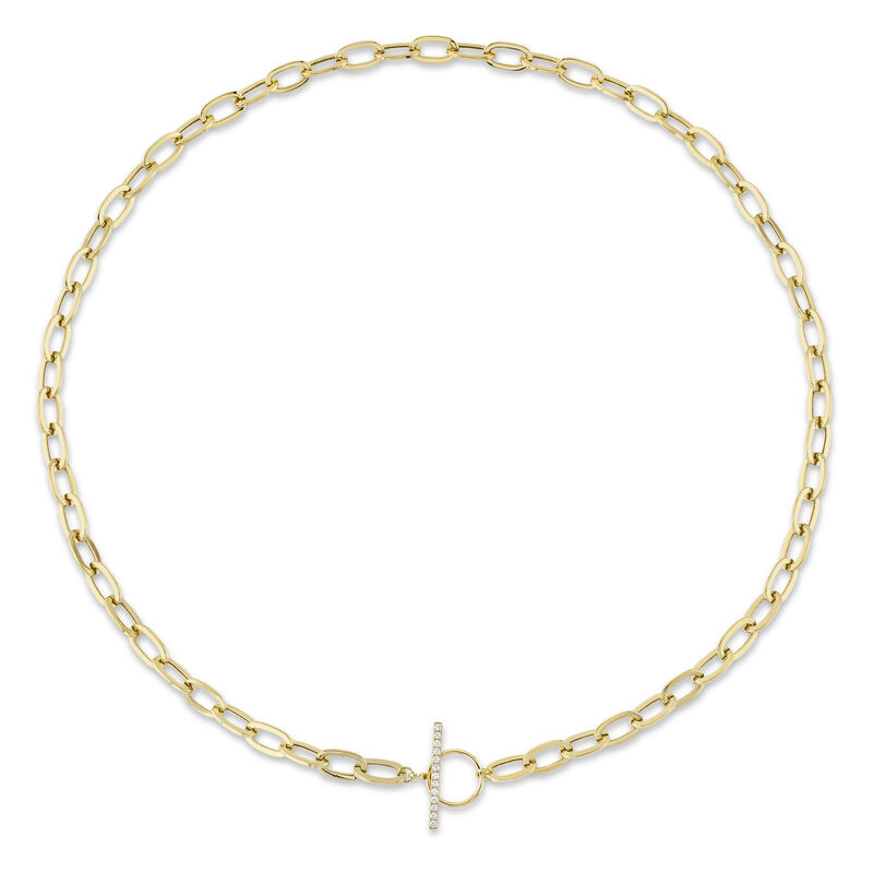 Diamond Paperclip Link Necklace in 14k Yellow Gold image number null